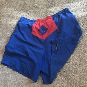 RARE Vintage 1990S Columbia Royal Blue Varsity Red Adjustable hybrid swim shorts